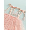 thumbnail image 5 of Toddler Girls Sleeveless A-Line Dress Tie-Up Spaghetti Strap Stars Print Double-Layer Hem Princess Dress, 5 of 9