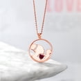 thumbnail image 4 of Gem Stone King Keren Hanan Mother`s Affection 0.65 Ct Red Created Ruby E-F Lab Grown Diamond 18K Rose Gold Plated Silver Pendant Necklace for Women with 18 inch Silver Chain, 4 of 4