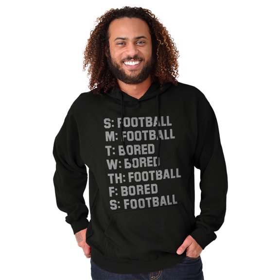 Bored Football Sport Schedule Men's Big & Tall Graphic Hoodie Brisco Brands 2X
