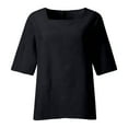 thumbnail image 4 of Rhuody Womens Summer Tops Short Sleeve Tee Crewneck Solid Color Shirt Loose Beach T Shirt Leisure Clothes Black 2Xl, 4 of 4