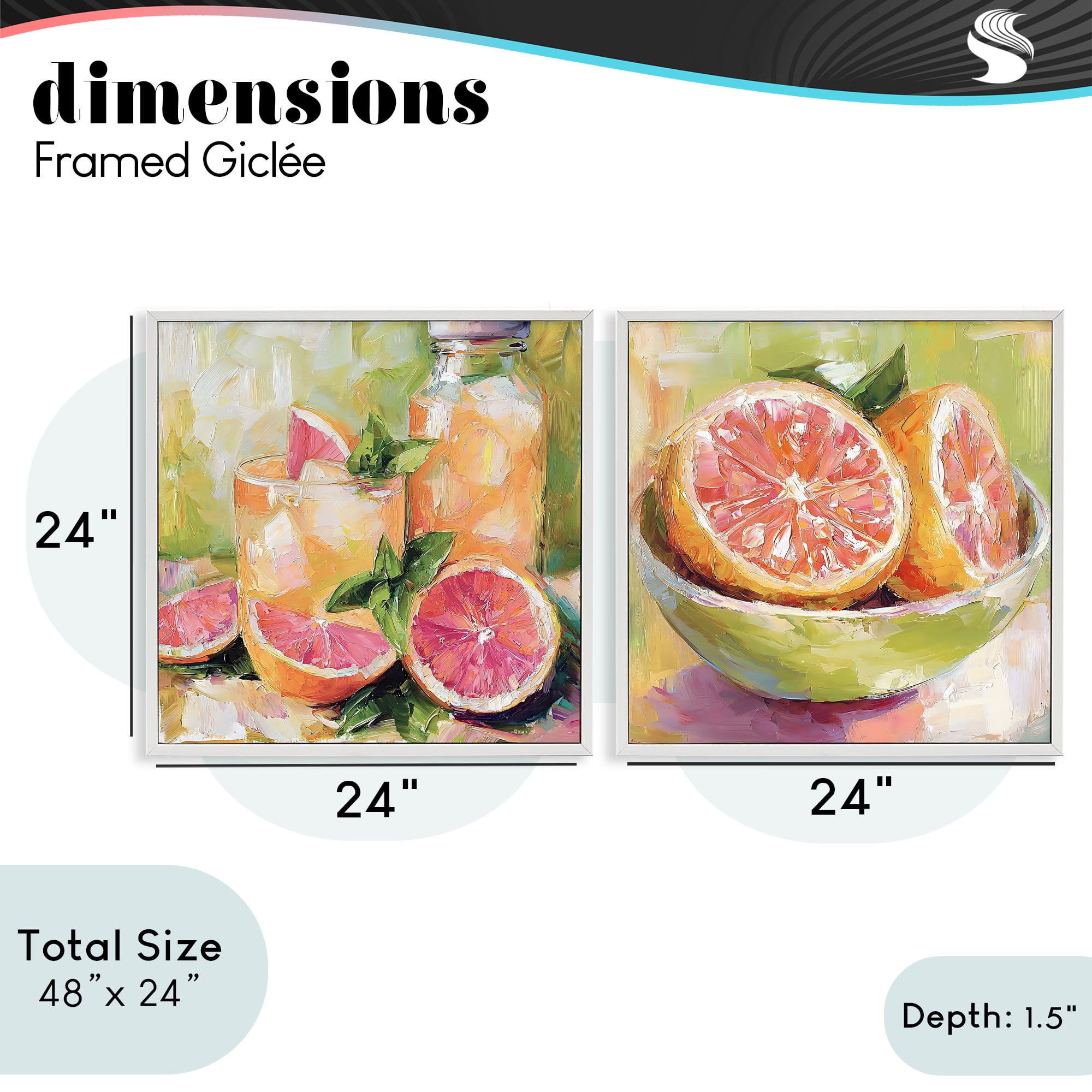 Stupell Industries Grapefruit Drinks & Fruits 2 Piece White Framed Giclee Art Set, design by Riley B