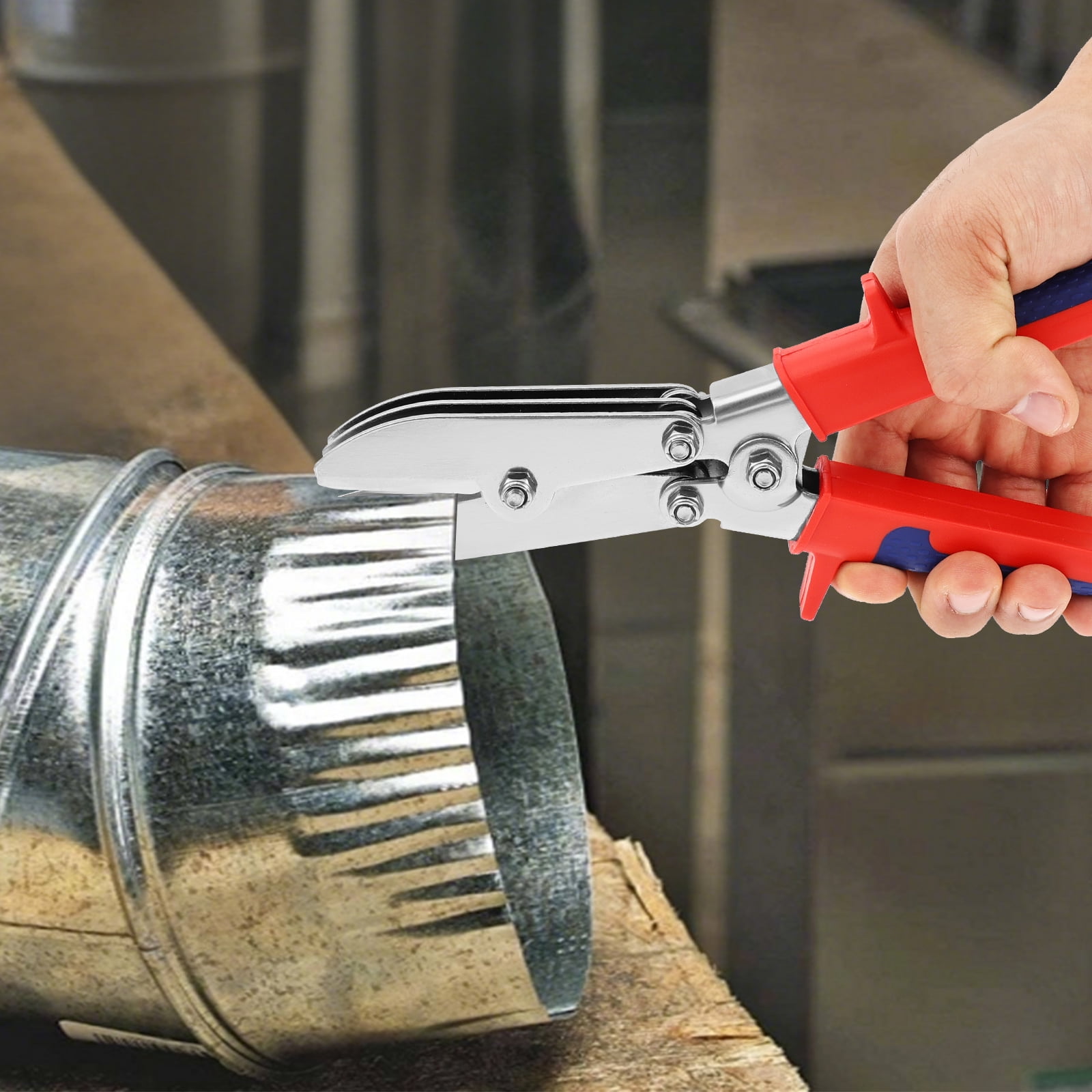 Ikoopy 5 Blade Hand Crimper Rust Resistant Gutter Crimping Tool and Sheet Metal Crimper with Anti Slip Ergonomic Handle for 22 to 28 Gauge Galvanized Steel Ductwork Downspouts Stove Pipes