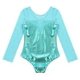 thumbnail image 4 of Alvivi Kids Girls' Mesh Long Sleeve Sparkly Gymnastic Leotard Top Shirt Dancewear Costumes Blue Green 12, 4 of 6