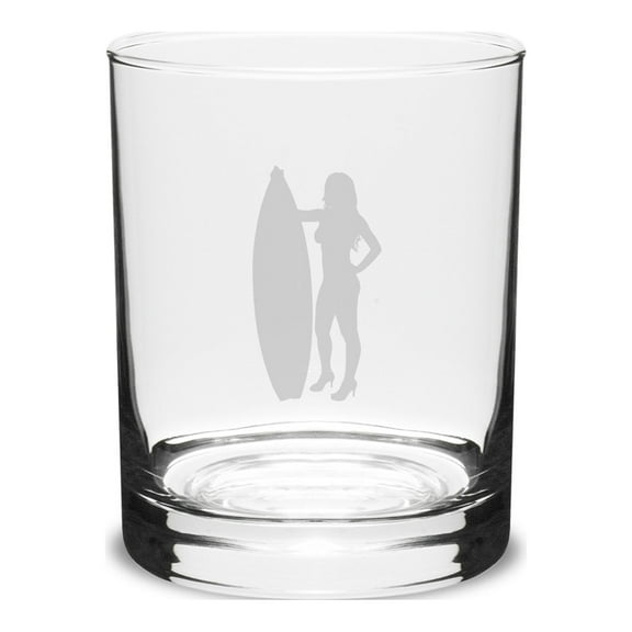 Surfer 14 oz. Deep Etched Double Old Fashion Glass