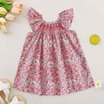 thumbnail image 4 of Mnyotv Flutter Sleeve Floral Dresses for Girls Casual Smocked Clothes Toddler Baby Girl Summer Outfits Size 6-12Months, 4 of 6