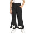 thumbnail image 3 of Rvasteizo Kids Pants Solid Bow Flare Side Pockets Elastic Waist Loose Comfy Full Length Casual Outer Pant for 1 to 15 Years, 3 of 5