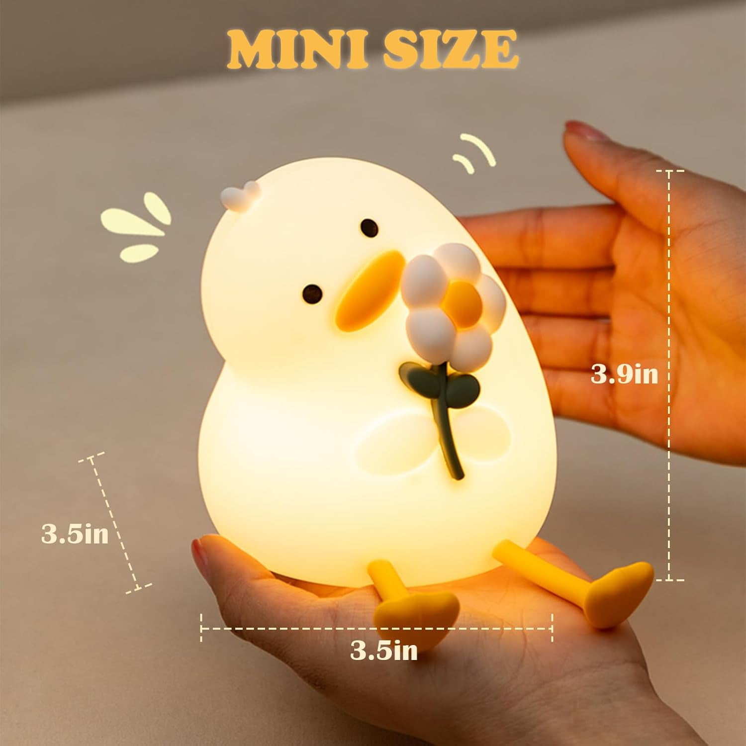 Night Light for Kids, Cute Duck Silicone NightLight with Timer, Rechargeable Nursery Light, LED Squishy NightLights, Safe Bedside Lamp, Dimmable Animal Night Lamp for Boys Girls Toddler