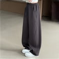 thumbnail image 6 of OSOLU Girls Pants Solid Color Comfortable Drawstring Elastic Waist Side Pockets Wide Leg Trousers Kids Daily Wear, 6 of 6