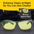 thumbnail image 6 of BattleVision Night Vision Wraparounds Green Night Driving Glasses, AS-SEEN-ON-TV, Fits Over Your Prescription Eyeglasses and Reading, See Clearer, Anti-Glare, Reduces Glare from Headlights, Unisex, 6 of 8