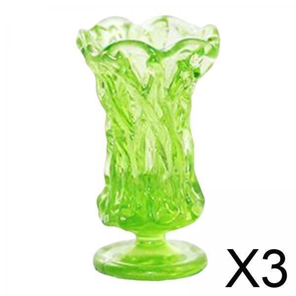 3x1:12 Florero En Miniatura Para Casa De Muñecas, Florero Mini Para Decoraciones Para Casa De Muñecas, Amarillo Y Verde