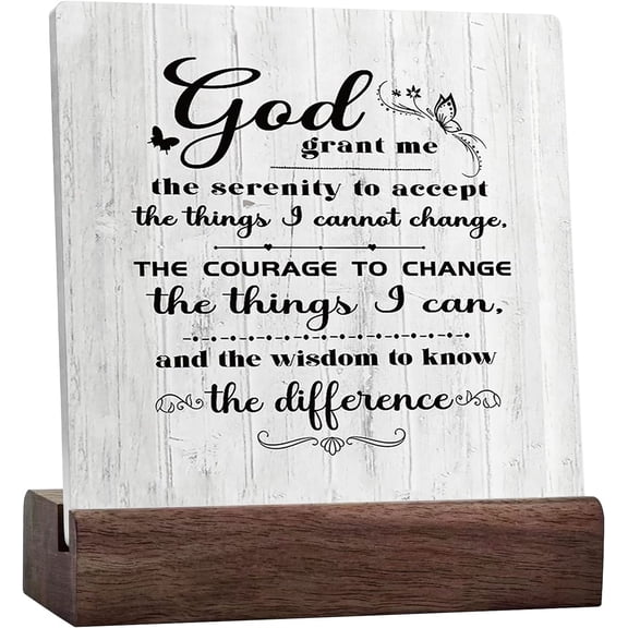 God Grant Me The Serenity To Accept The Things I Cannot Change Sign Desk Decor,Bible Verse Ceramic Desk Sign Desk Decorations For Christian Home Bedroom Girls Room Office Shelf Table Decor