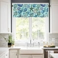 thumbnail image 3 of Teal Starfish Coastal Kitchen Valances for Windows 60x18 Inch Kitchen Curtains Valances Rod Pocket Summer Beach Conch Shell Ocean Bathroom Window Valances for Window Treatment Decor, 3 of 6