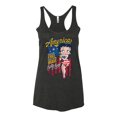 thumbnail image 2 of Wild Bobby Betty Boop America Land of the Free Home of the Brave Betty Boop Tri-Blend Racerback Tank Top, Vintage Black, Large, 2 of 5