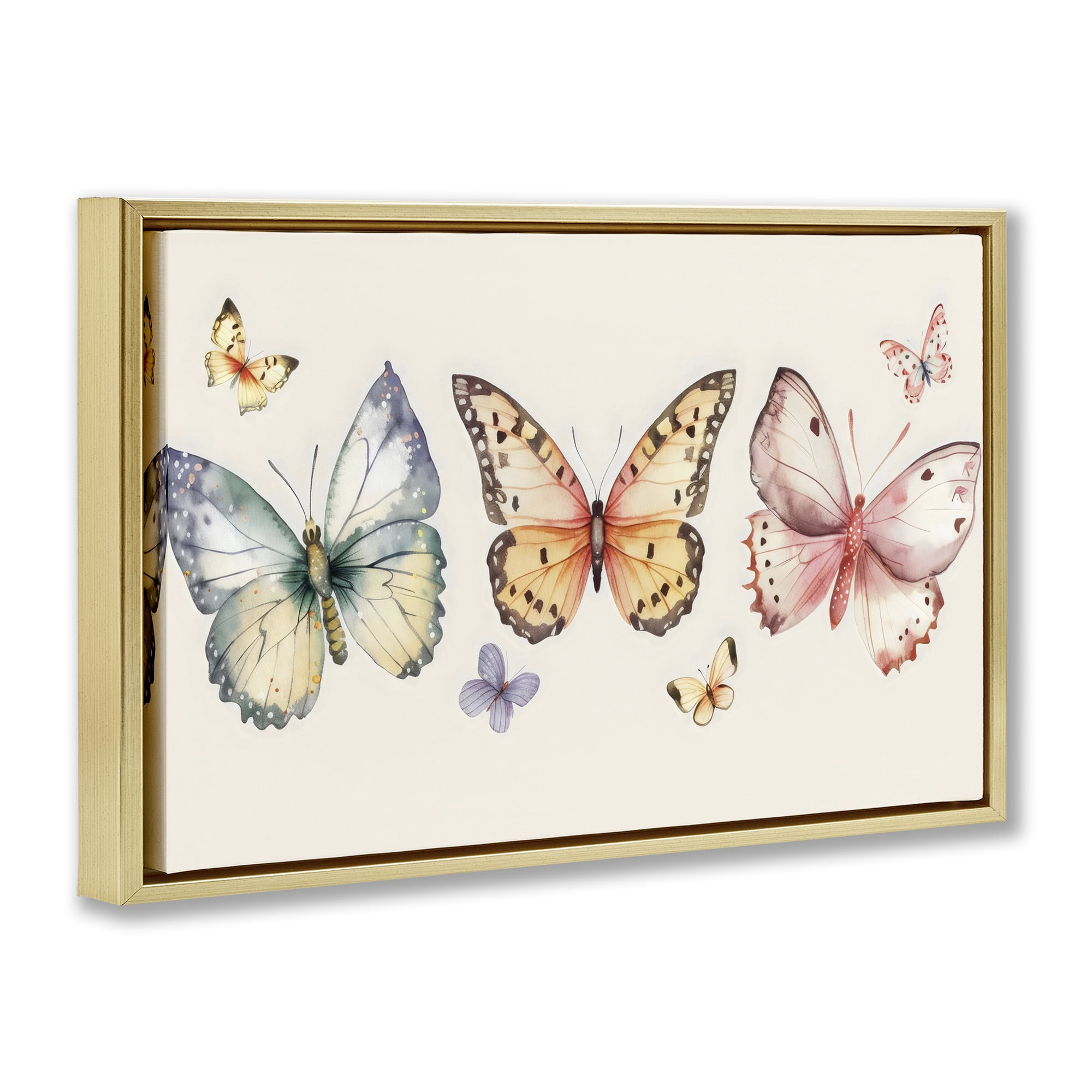 Stupell Industries Graceful Butterfly Trio Gold Framed Floater Canvas Wall Art, design by Creative Studio