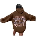 thumbnail image 1 of Sweats À Capuche Femme Fall Pullover Hoodie with Eye Catching Alphabet Design Trendy Oversized Fit Drop Shoulder Design Women Sweater Brown L, 1 of 6