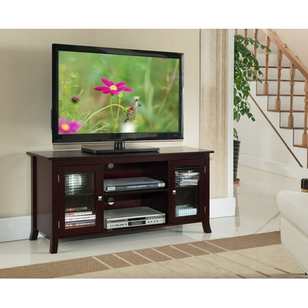 Lilah 48" Dark Cherry Wood Contemporary Entertainment 