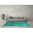 thumbnail image 3 of Ahgly Company Indoor Square Persian Turquoise Blue Traditional Area Rugs, 7' Square, 3 of 4