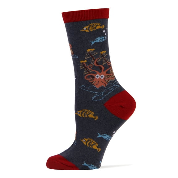 Oooh Yeah Womens Novelty Crew Socks, Kraken, Funny Crazy Octopus Fashion Socks