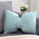 thumbnail image 1 of Cute Pompom Bowknot Throw Pillows Suede Soft Cushion Decorative Pillowcase with Pillow Insert for Farmhouse Living Room Sofa Couch (Sky Blue,14"x20"), 1 of 1