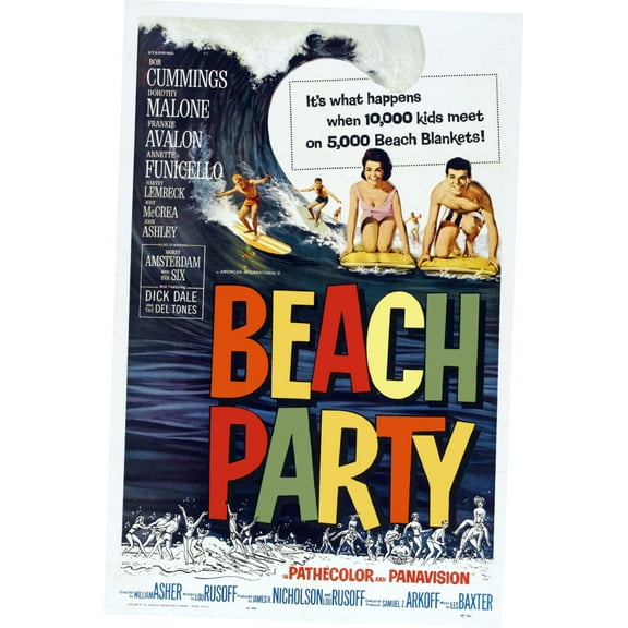 Beach Party Movie poster 12x16 Print on Metal Sign 12in x 16in Multi-Color Square Adults Z Posters