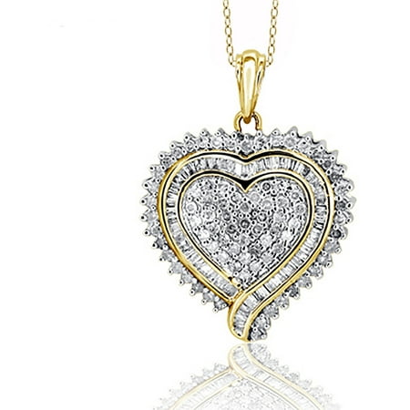 - 1.00 Carat T.W. White Diamond Gold over Silver Heart Pendant