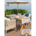 thumbnail image 5 of Outdoor Tablecloths with Umbrella Hole & Zipper, Watercolor Floral Tablecloth Rectangle 60x84 Inch, Spring Botanical Flowers Leaves Wood Grain Waterproof Table Cloth, Patio/Pool/Picnic Table Covers, 5 of 8