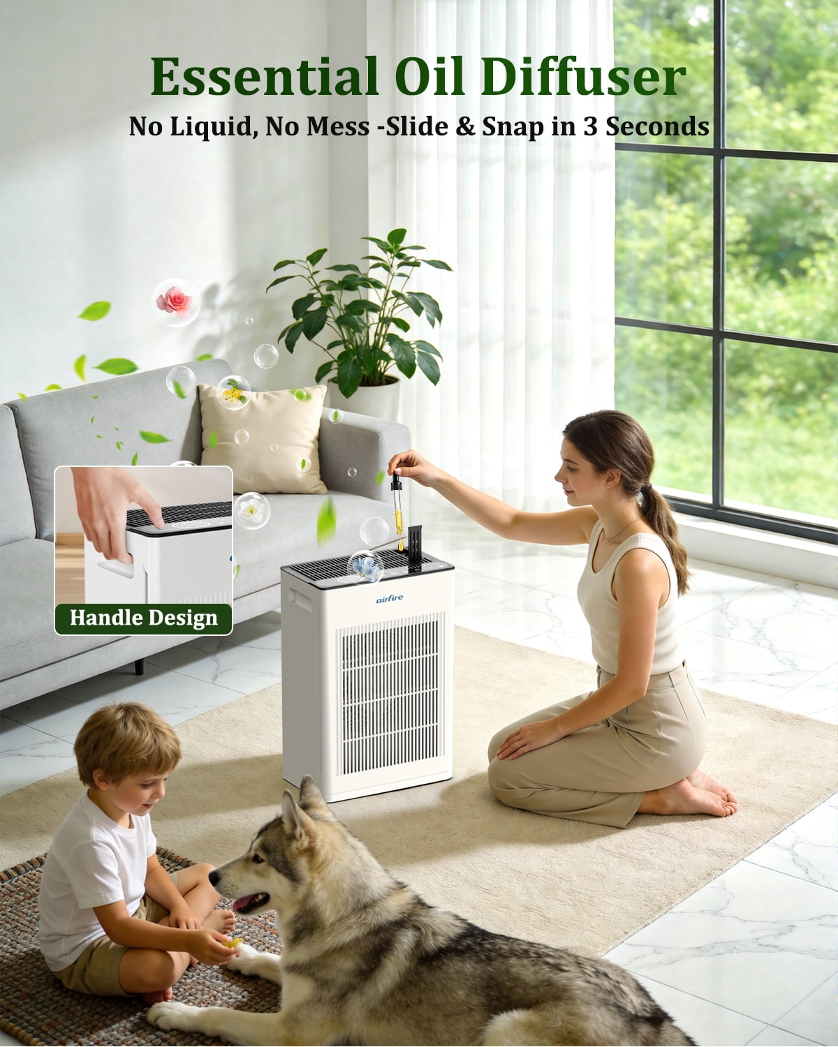 AIRFIRE Smart Air Purifiers for Home Large Room up to 1475 Sq.ft, HEPA 14 Washable Filter Air Purifier for Pets , PM 2.5 Display Air Cleaner for Bedroom, Pet Area, AP409