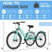 Mooncool Mountain Tricycle for Adults, 7 Speed Three Wheel Bike, 24/26/27.5 Inch Adults Trikes with Shopping Basket, Exercise Men's Women's Tricycles