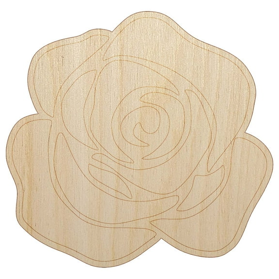Rose Flower Solid Wood Shape Unfinished Piece Cutout Craft DIY Projects - 4.70 Inch Size - 1/8 Inch Thick