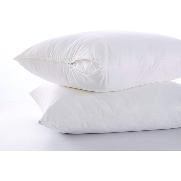  2Pack Zippered Waterproof Pillow Protectors Bed Bug Proof Encasement Pillow Covers Soft