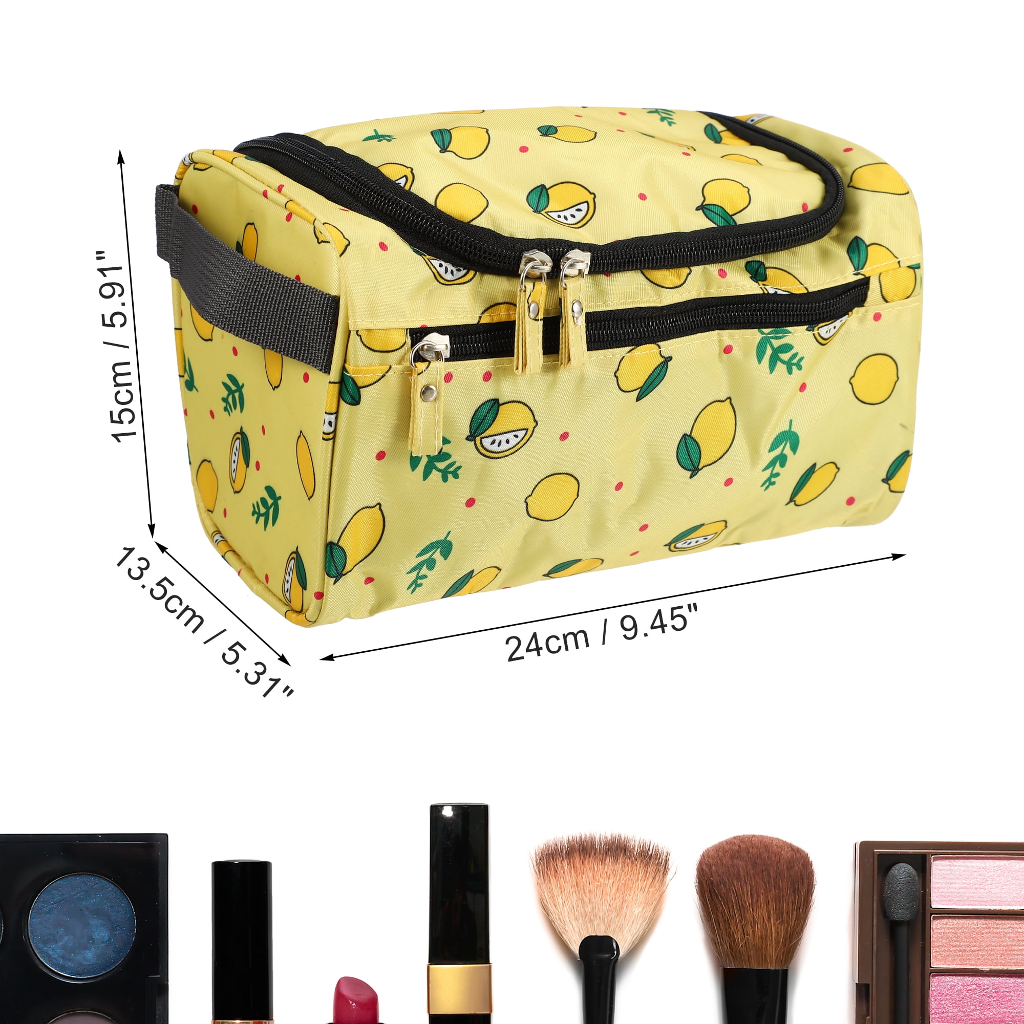 Unique Bargains Floral Makeup Bag Zipper Flower Cosmetic Pouch Yellow