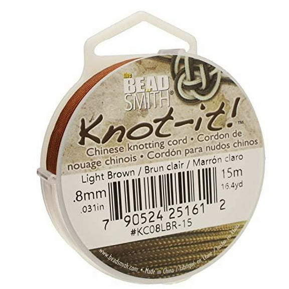 The Beadsmith Chinese Knotting Cord - Light Brown Color, 0.8 mm Diameter, 15-Meter Spool