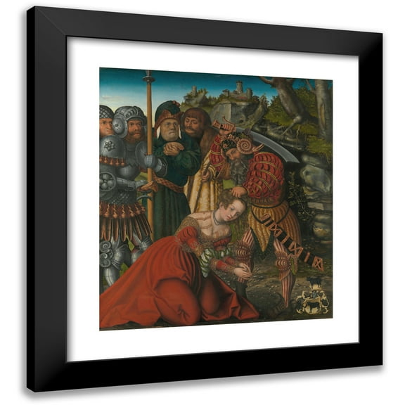 Lucas Cranach the Elder 12x14 Black Modern Framed Museum Art Print Titled - The Martyrdom of Saint Barbara (ca. 1510)