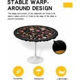 thumbnail image 2 of Spring Flower Round Fitted Tablecloth Colorful Wildflowers Leaf Black Watercolor Elastic Table Cloth Waterproof Oil Proof Seasonal Floral Table Cover Fits 45"-54" Round Tables for Party Dinner Decor, 2 of 6