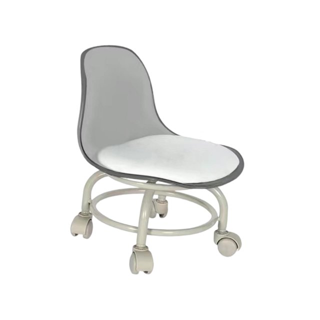 Taburete con ruedas Sunnimix bajo con respaldo 17.7 pulgadas gris