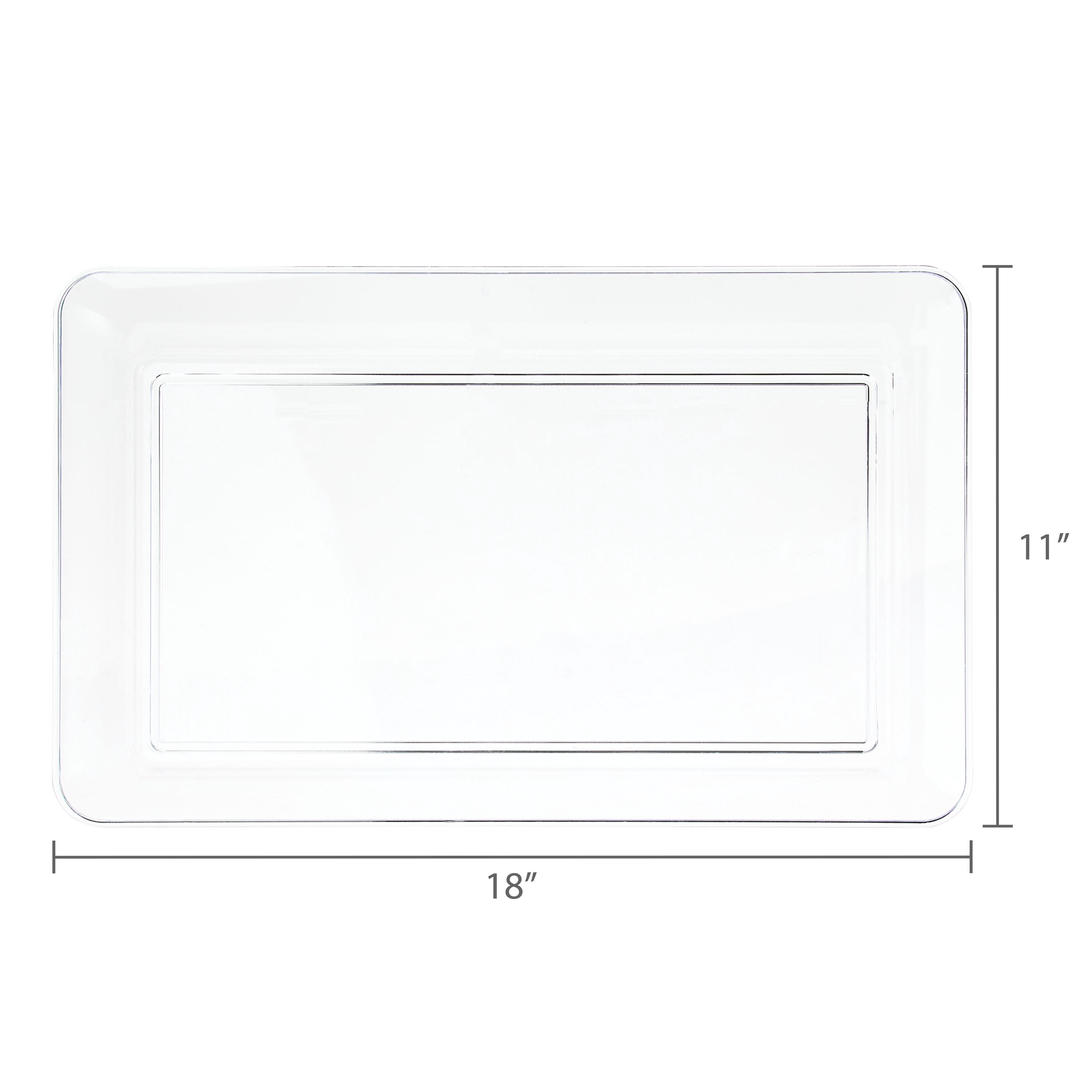 (2 pack) Clear Rectangular Plastic Food Tray, 18", by Way To Celebrate