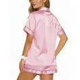 thumbnail image 4 of UVN Pajamas Sets for Women Short Sleeve Button Down Tops and Shorts 2 Piece Outfit Soft Satin Silk Pjs Sleepwear Loungewear, 4 of 8