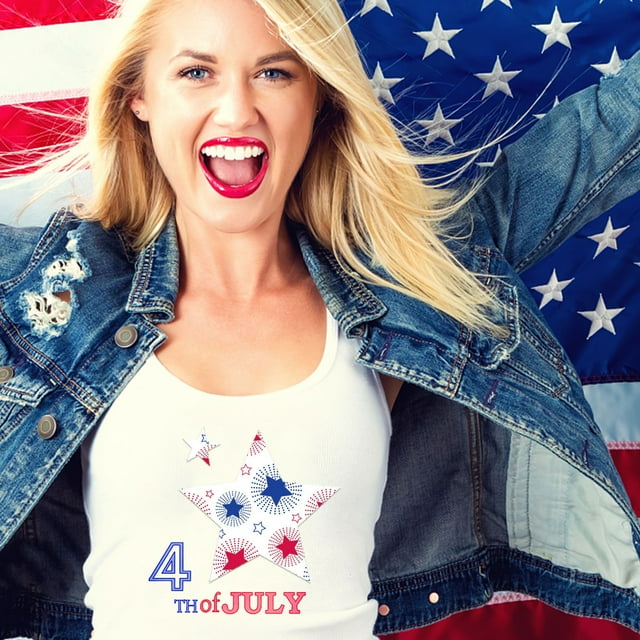 Cqxid Stickers Under $5 Happy Independence Day Heat Transfer Vinyl HTV Iron On Vinyl Bundle Bundle Suitable For Shirts Patterns