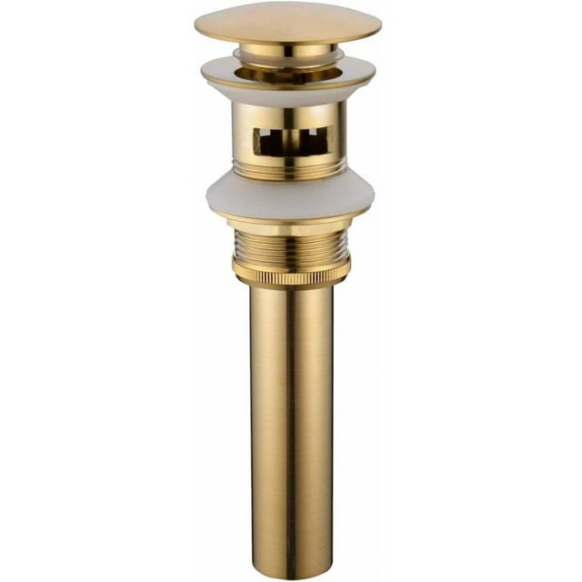 Desagüe y accesorios para lavabo y desagüe de aguas residuales del lavabo del baño en latón dorado cepillado, moderno tapón de presión y clic con ranura de rebosadero