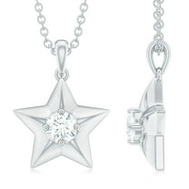 Rosec Jewels Certified Moissanite Star Pendant Necklace for Women (D-VS1 Quality), 925 Sterling Silver