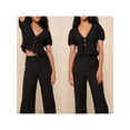 thumbnail image 4 of Yunliwuli Women's Ruffle Tops Fitted V Neck Short Sleeve Open Front Tie-Up Babydoll Blouse for Summer, 4 of 10