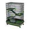Xahpower 4-Tier 32 inch Small Animal Metal Cage Height Adjustable for Rabbit Chinchilla(Green)