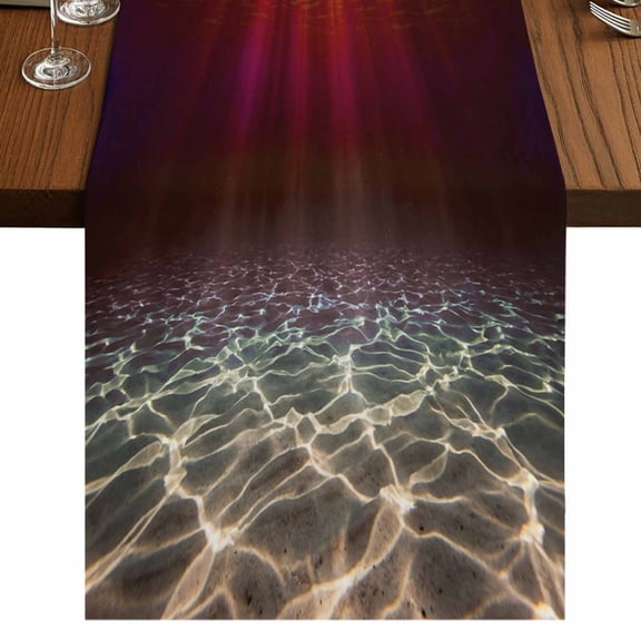Table Runners 48 Inches Long Dress Scarves, Red Ocean Waves Farmhouse Kitchen/Dining Table Runner, Short Coffee Tablerunners, Summer Beach Coastal Abstract 13x48 Inch