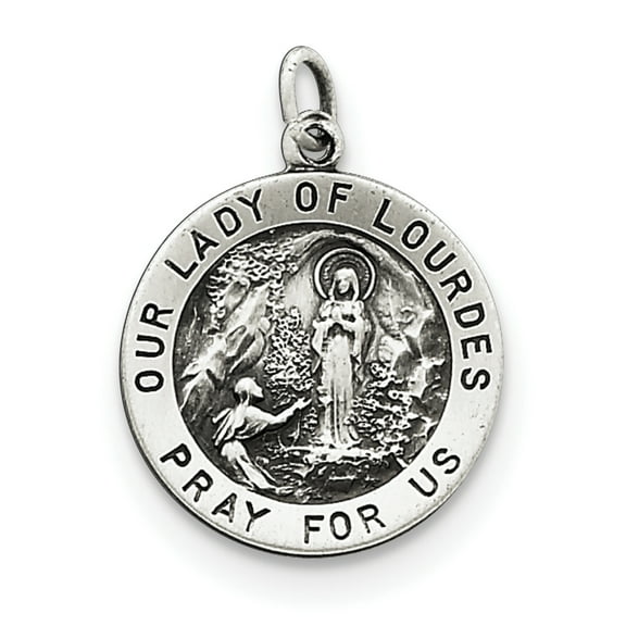 Sterling Silver Antiqued Our Lady of Lourdes Medal