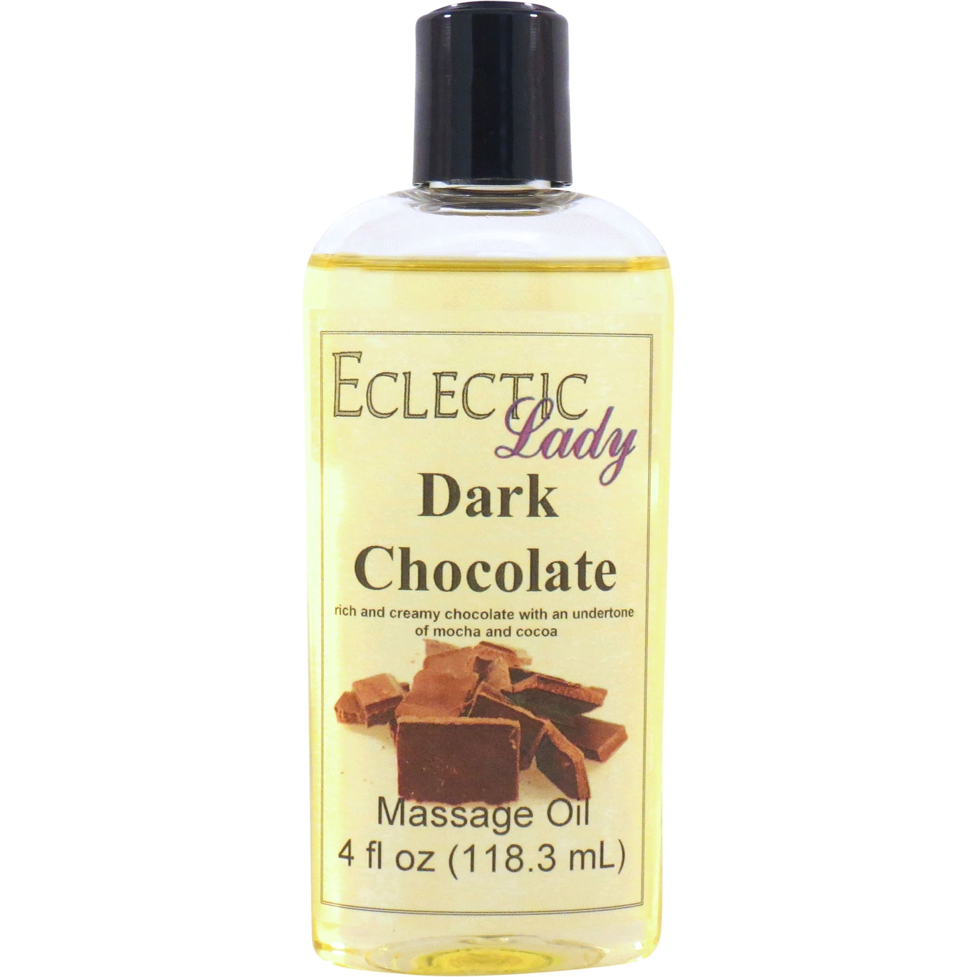 Dark Chocolate Massage Oil by Eclectic Lady, 4 oz, Sweet Almond Oil and Jojoba Oil