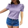 thumbnail image 2 of Alllist Womens Tops Under $5 Crew Neck Solid Short Sleeve T-Shirts Blouses for Women Dressy Casual, 2 of 6