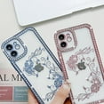 thumbnail image 2 of for iPhone Case,Luxury Glitter Crystal Diamend Rhinestone Sparkle Sparkly Clear Floral Flower Parttern Bumper Camera Lens Protection Soft Shockproof Phone Case (Blue,iPhone 12 Pro), 2 of 6