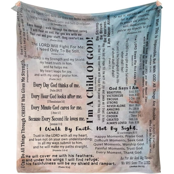 Christian Blanket Gifts for Women Men, Religious Blanket with Bible Verse 60"x50", Scripture Blanket, Catholic Spiritual Gifts, Faith Based Gifts