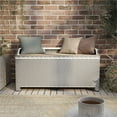 thumbnail image 2 of Furniture of America Azur Gray Poolside Outdoor Wicker Metal Storage Bench, 2 of 9