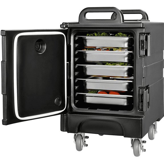 Food Carrier 81 Qt, Insulated Hot Box for Catering, Stackable Food Warmer with Wheels & Double Buckles, Front Load Food Transport for Restaurants & Canteens